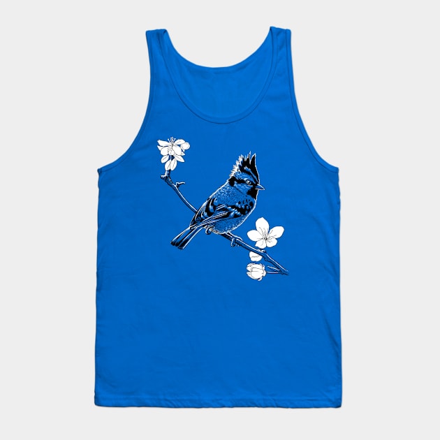 Crested Sparrow on a branch in Japan Tank Top by albertocubatas